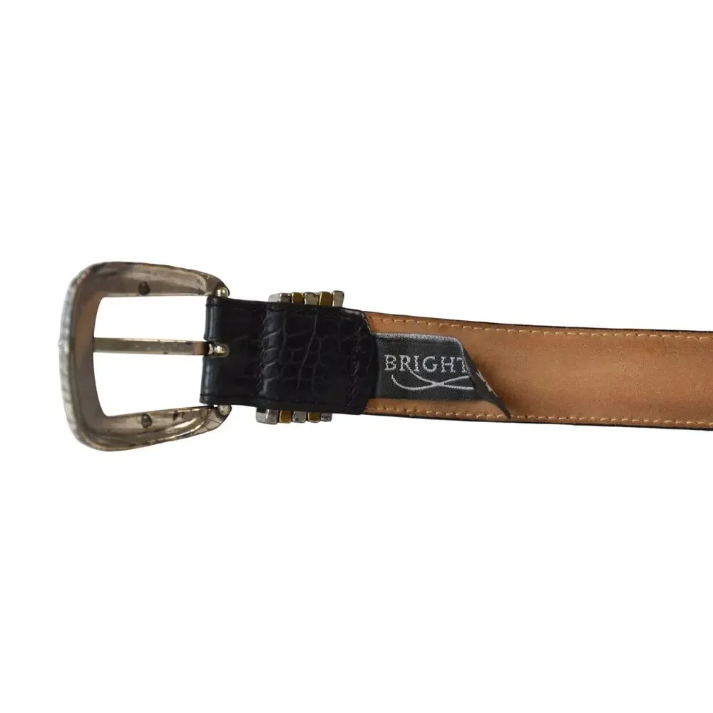 Vintage Brighton Black Croc Leather Belt Size Medium